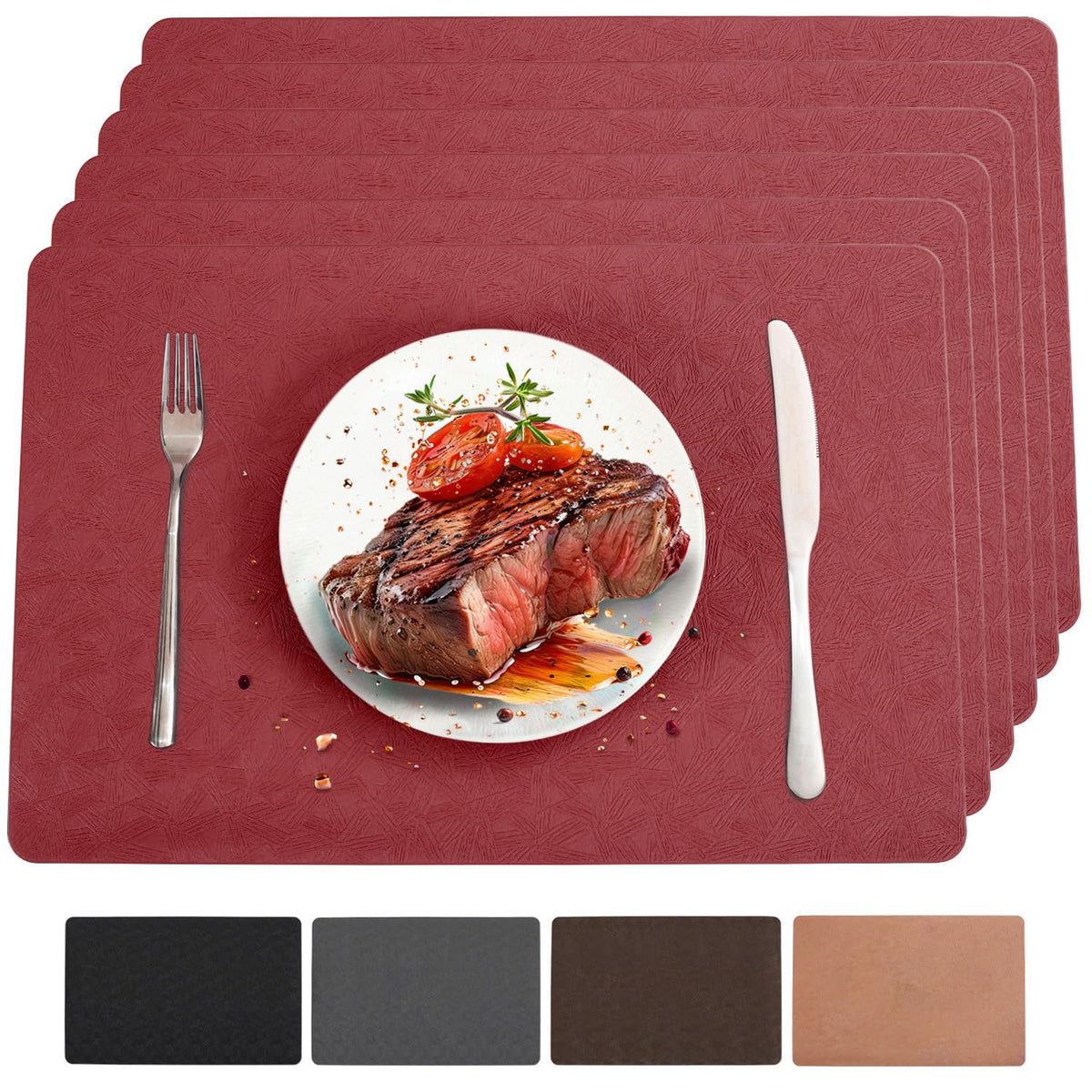 Vinyl Plastic Placemats Set of 6 Waterproof Wipeable Table Mats
