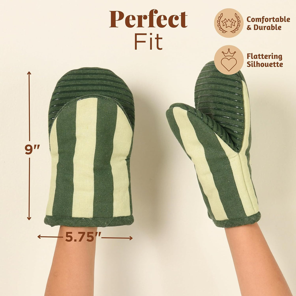 Folkulture Oven Mitts, Heat Resistant, Matcha Green, Set of 2 - (5.75"x9")