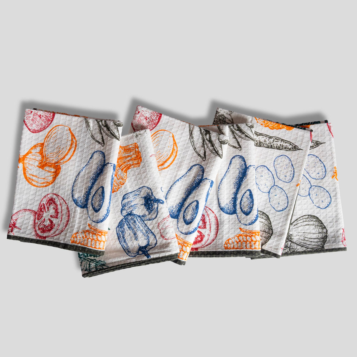 FINGERCRAFT Kitchen Towels 100% Cotton Set of 6 Tea Towel, Toile Blue