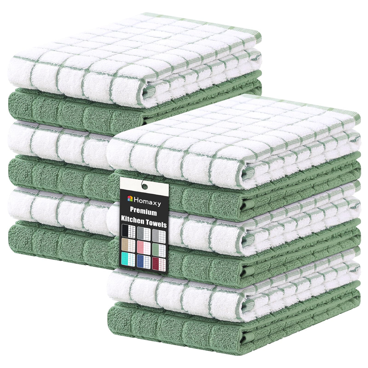 Homaxy Large Premium Cotton Kitchen Towels 16"x 28", 6 Pack, Grey