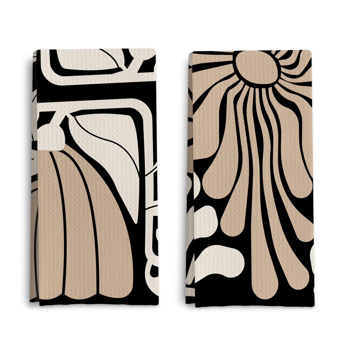 Abstract Floral Kitchen Dish Towels - Vintage Waffle Weave Kitchen Towels, Retro Flower Waffle Weave Decorative Kitchen Towels, Boho Hand Towels for Bathroom (16×24 Inches)