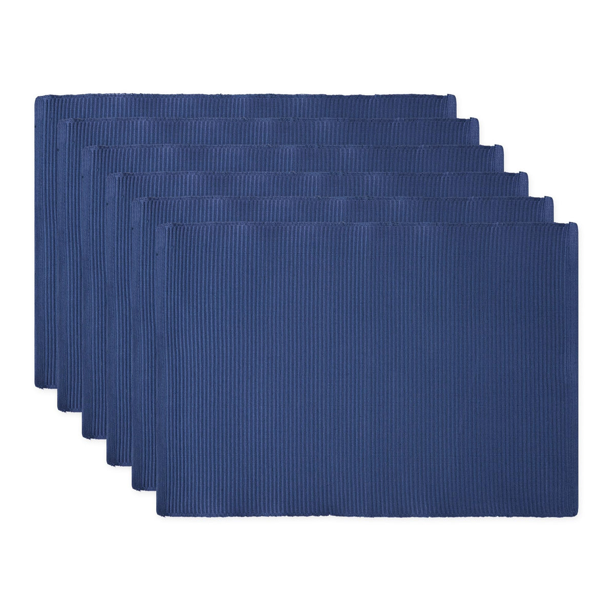 DII Basic Everyday Ribbed Tabletop 100% Cotton, Placemat Set, 13x19, Dark Brown, 6 Piece