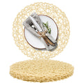 AHHFSMEI Paper Braided Round Placemats Set of 8 Natural Non-Slip Heat Resistant Table Mats for Dining Tables Woven Indoor & Outdoor Place mats(Coffee,8)