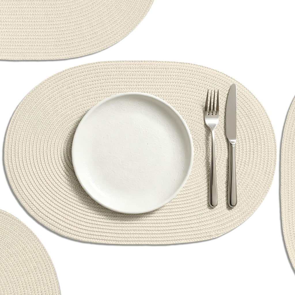 AHHFSMEI Placemats Set of 8 for Dining Table Washable Woven Non-Slip 18x12 inches Placemat Heat-Resistant Durable Table Mats for Dining Table Easy to Clean (Yellow, 8)