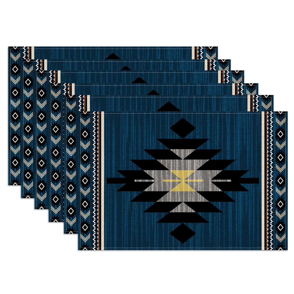 Blue White Floral Placemats Set of 6, Chinoiserie Flower Linen Place Mat Washable Stain Resistant Table Mats for Farmhouse Kitchen Dining 12x18 Inch