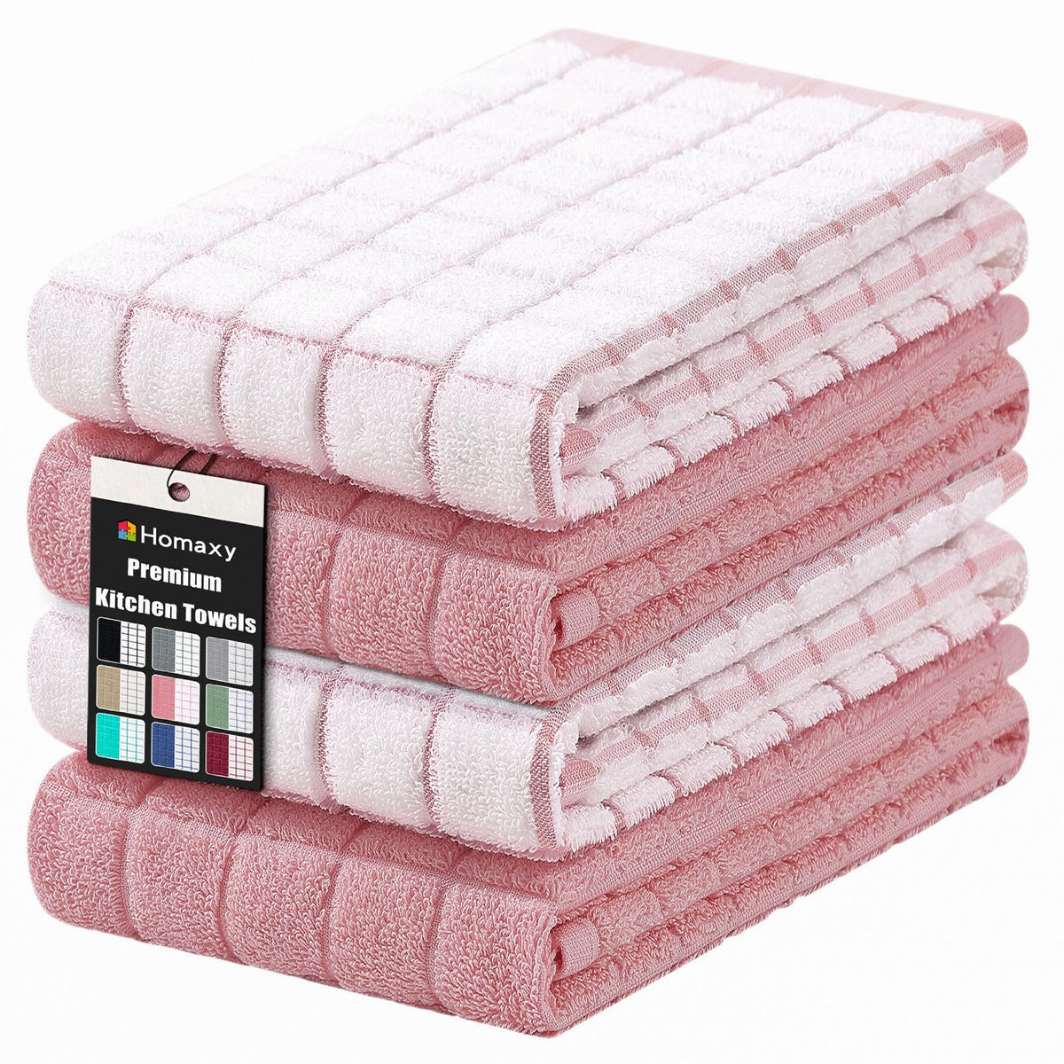 Homaxy Large Premium Cotton Kitchen Towels 16"x 28", 6 Pack, Grey