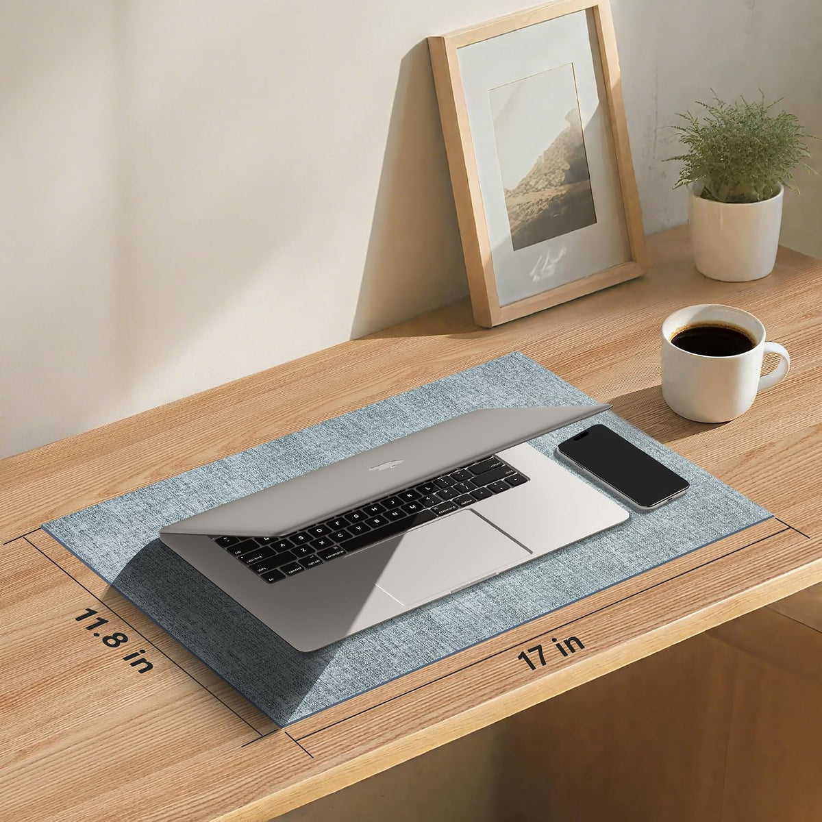 DOLOPL Placemats Set of 6, Reversible Faux Leather Place Mats, Dusty Blue