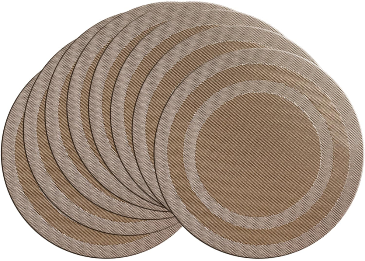 PIGCHCY Place Mats Heat-Resistant Non Slip Placemats Easy Wipe Clean Table Mats Woven Vinyl Placemats for Dining Table(Set of 6, Brown)