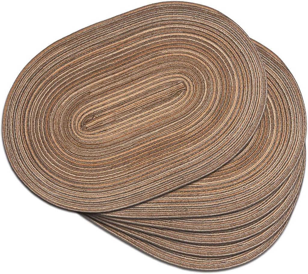 Placemats Set of 6, Woven Oval Braided Dining Table Mats(Brown)