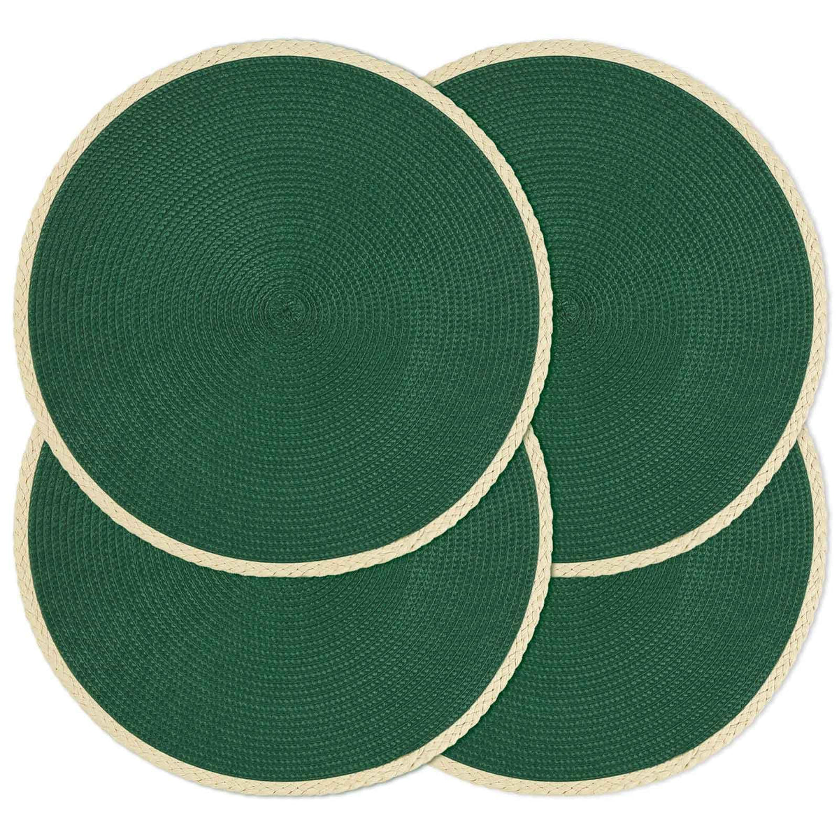 Round Placemats Set of 4, Woven Table Mats, Thin Edge, Black