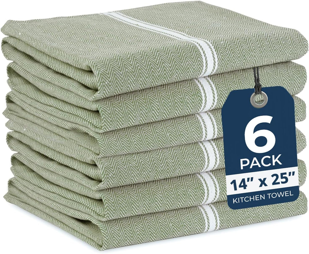 LANE LINEN Dish Towels for Kitchen 100% Cotton Absorbent Lint-Free 6 Pack