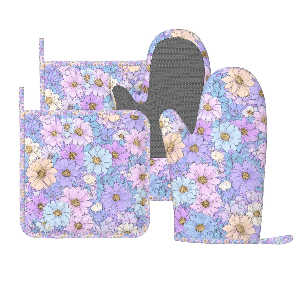Mushroom Oven Mitts Pot Holders Set Silicone Vintage Magic Leaf Kitchen Gloves Potholders Heat Resistant for Chef Baking Cooking Grilling BBQ 4 Pack Mitt