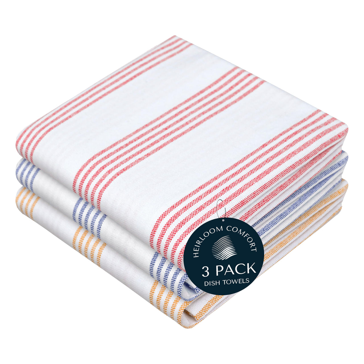 Rust Stripe Dish Towels, 5 Pack, 100% Cotton, Super Absorbent and Quick Dry, Multi Pin Striped Kitchen Towel Set, Durable Wash Cloths for Kitchen Use, Cleaning & Drying Dishes