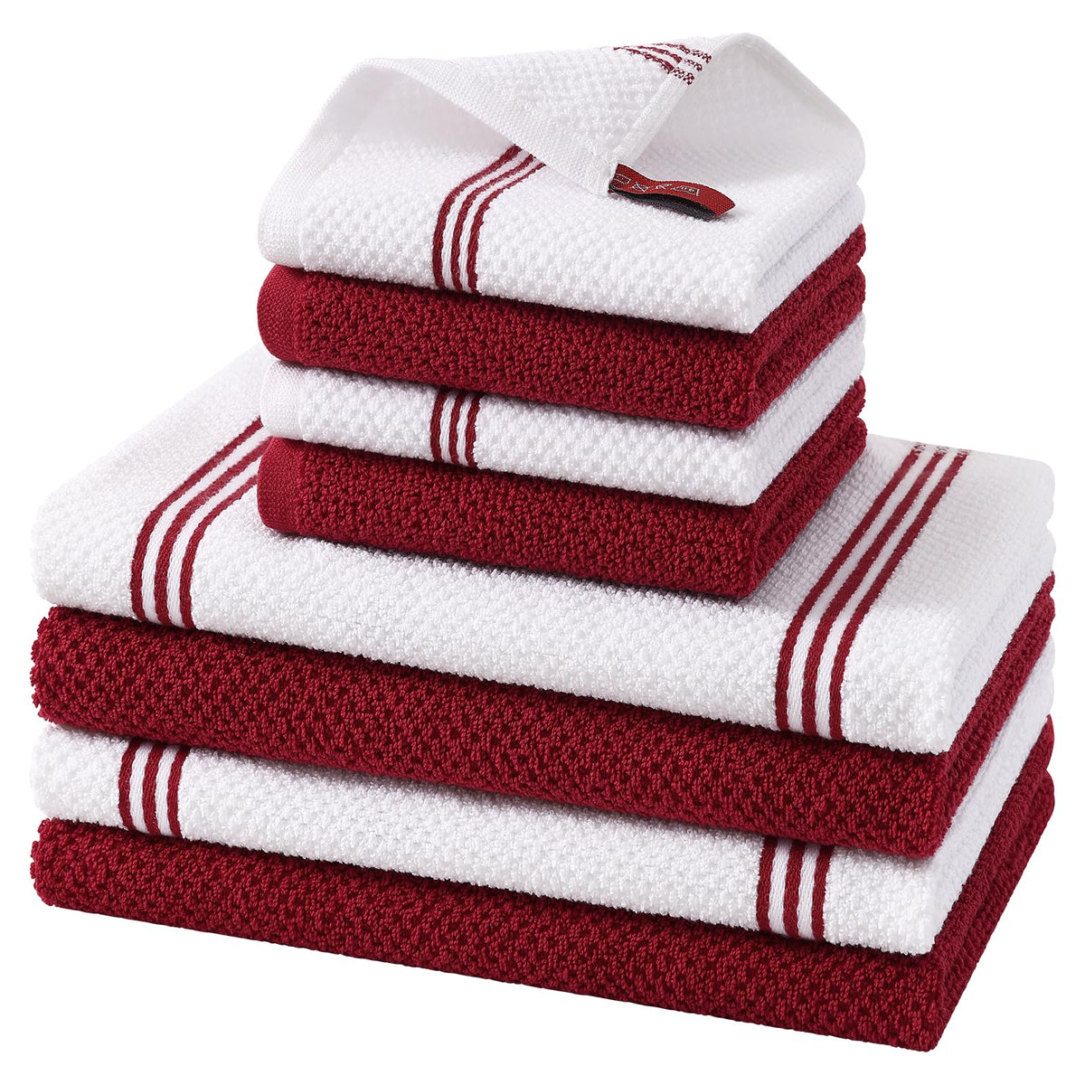 Homaxy Dual Design Kitchen Towels and Dishcloths Set, 8 Pack, Dark Grey