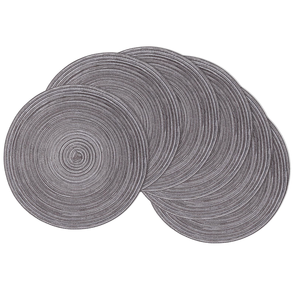 SHACOS Round Braided Placemats Set of 4 Washable Place Mats for Dining Tables 15 inch Non Slip Kitchen Table Mats (Beige, 4)