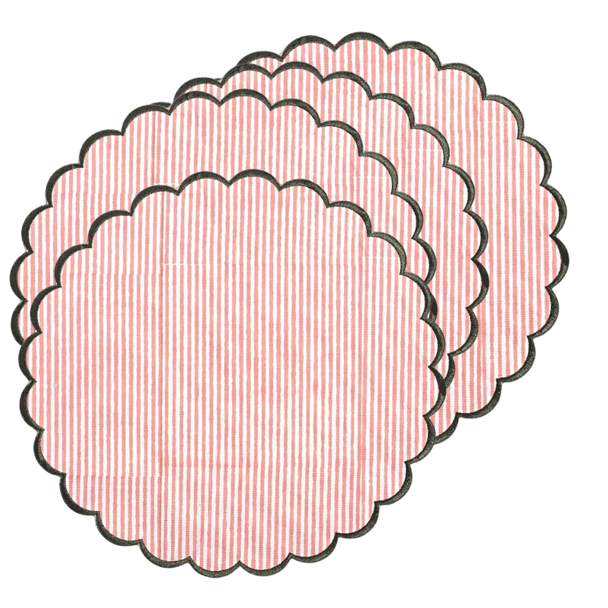 Ridhi Floral Block Print Round Placemats 15" in, Set of 4, Powder Blue