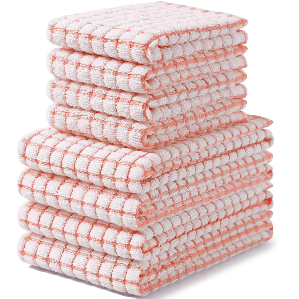 Homaxy Cotton Terry Kitchen Towels and Dishcloths Set of 8, Mixed Color