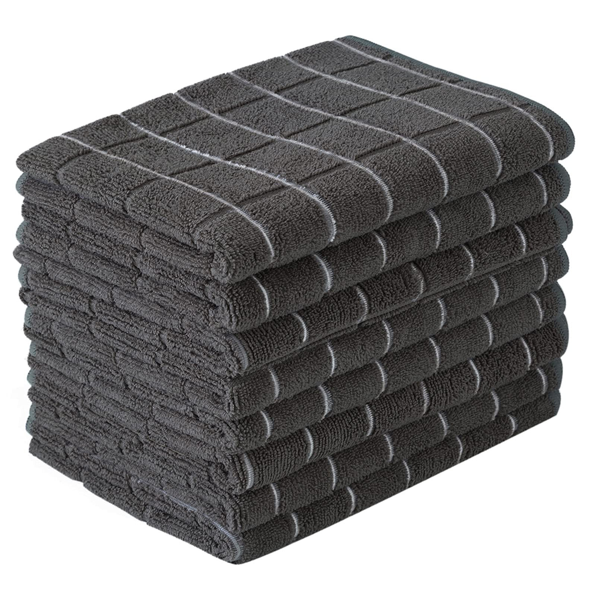 Microfiber Dish Towels - Soft, Super Absorbent and Lint Free Kitchen Towels - 8 Pack (Lattice Designed Gray Colors) - 26 x 18 Inch
