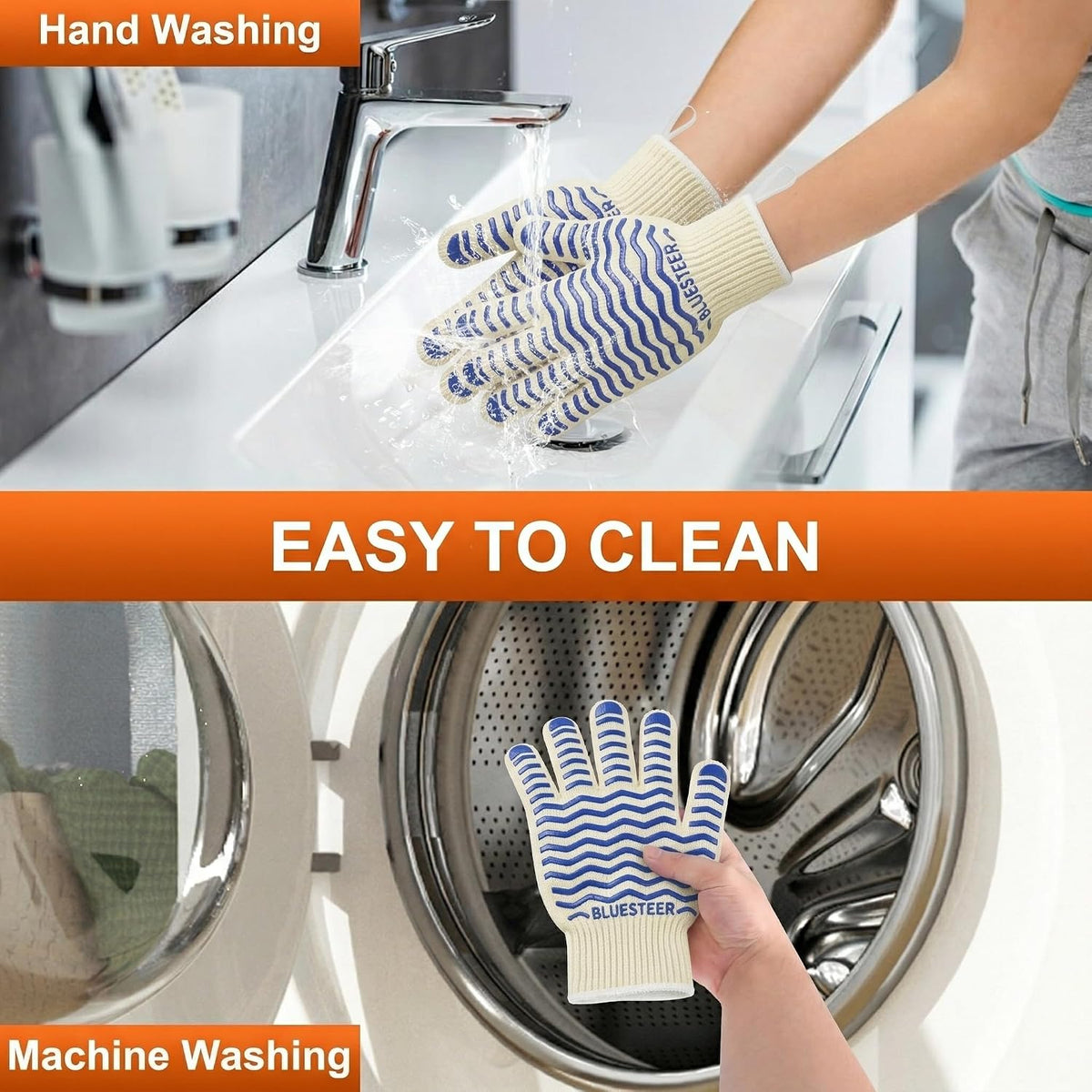 Oven Gloves 932°F Heat Resistant Oven Mitts with Fingers,1 Pair
