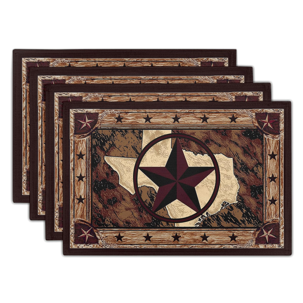 Giwawa Boho Ethnic Placemats Set of 4 Vintage Orange Brown Retro Flower Decorative Linen Table Place Mats 12"x18" Rustic Country Style Floral Place Mats Heat Resistance for Kitchen Dining Farmhouse