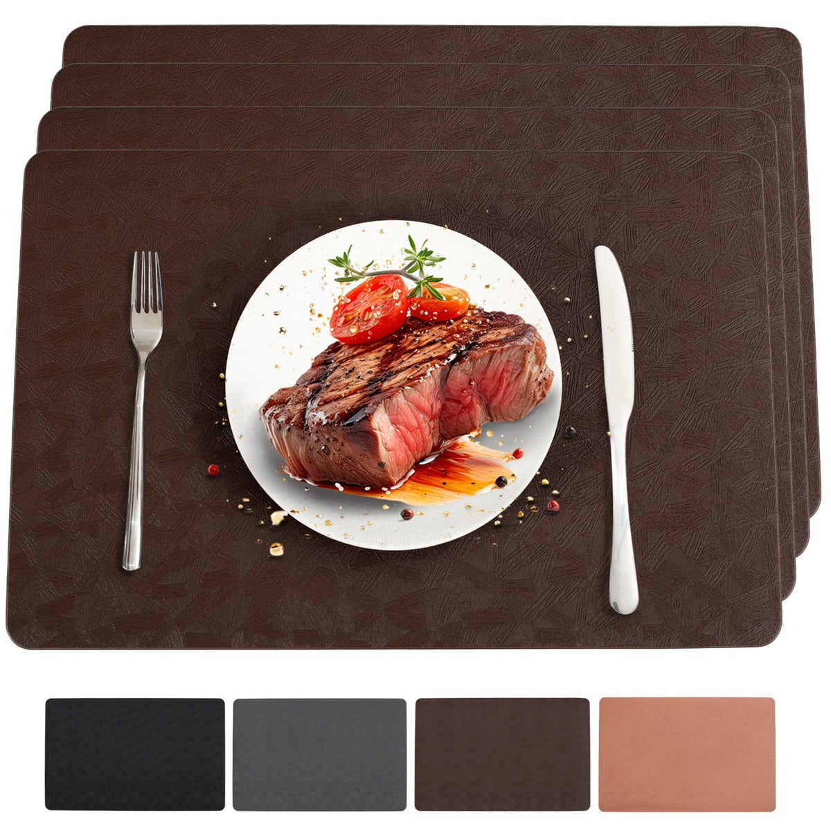 Vinyl Plastic Placemats Set of 6 Waterproof Wipeable Table Mats