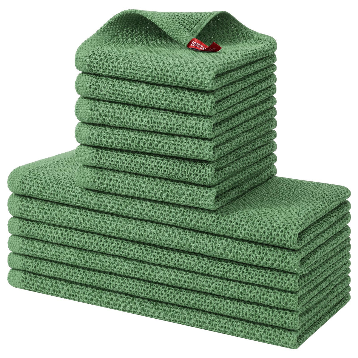 Kitinjoy 100% Cotton Kitchen Towels and Dishcloths Set, 8 Pack- Beige