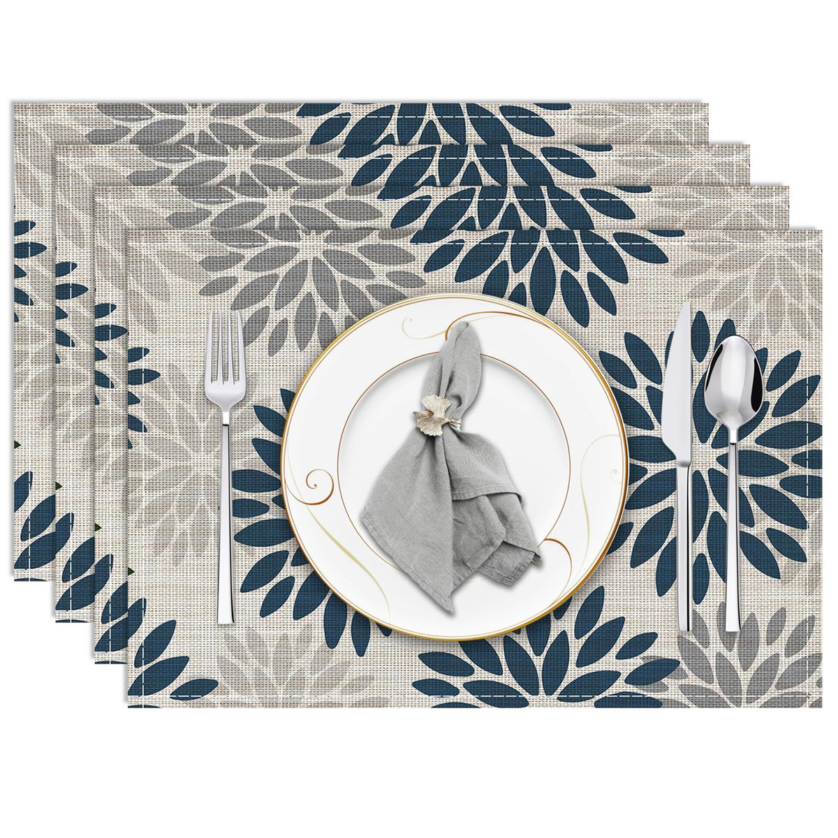 Niviy Placemats, Placemats Set of 4 Washable Place Mats, Green 12" x 18"