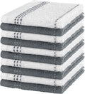 DecorRack 100% Cotton Kitchen Towels 12x12 in, Gray Set (Pack of 10)