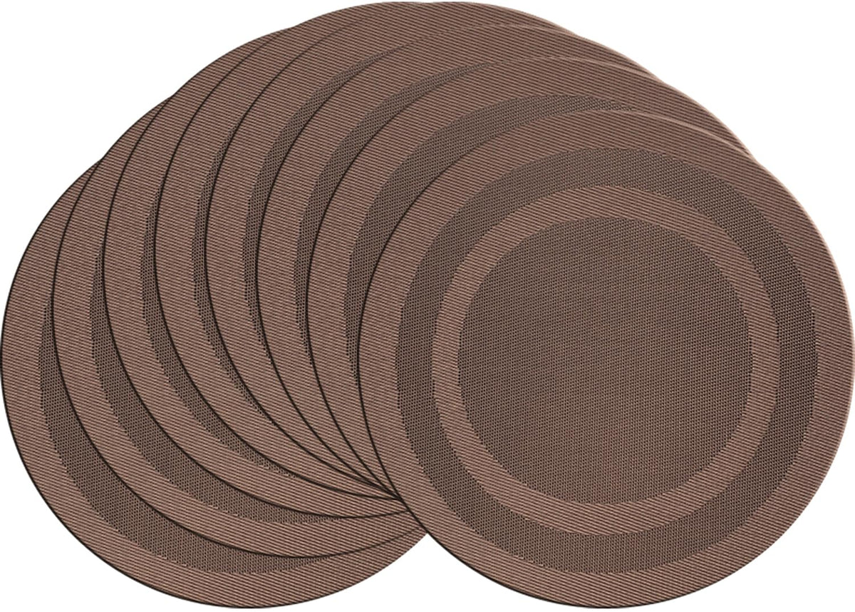 PIGCHCY Place Mats Heat-Resistant Non Slip Placemats Easy Wipe Clean Table Mats Woven Vinyl Placemats for Dining Table(Set of 6, Brown)