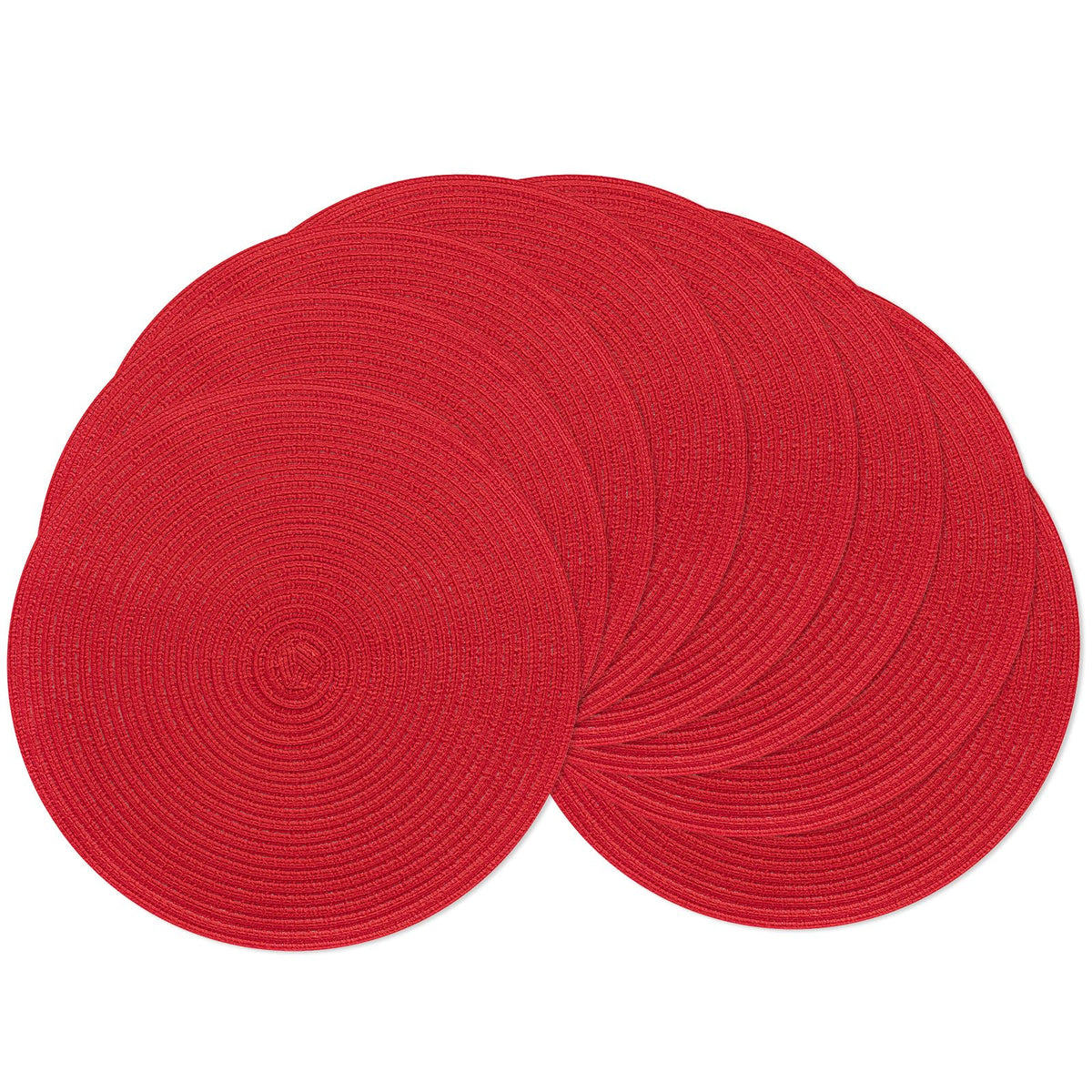 SHACOS Round Braided Placemats Set of 4 Washable Place Mats for Dining Tables 15 inch Non Slip Kitchen Table Mats (Beige, 4)