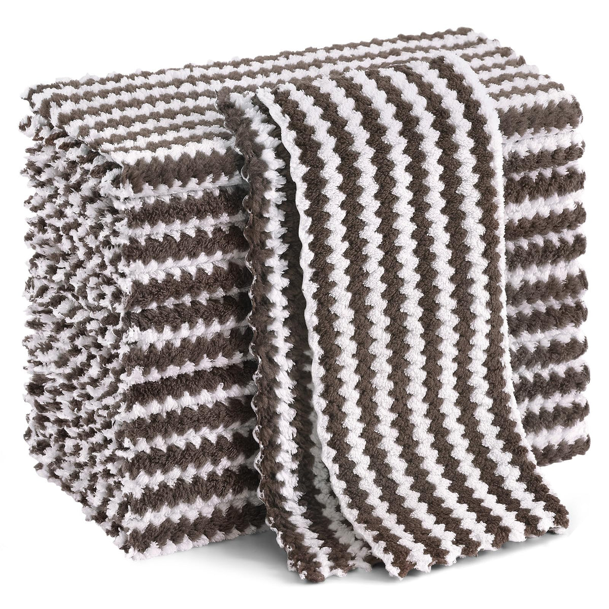 Homaxy 12 Pack Coral Velvet Dish Cloths, 10 x 10 inches, Dark Grey