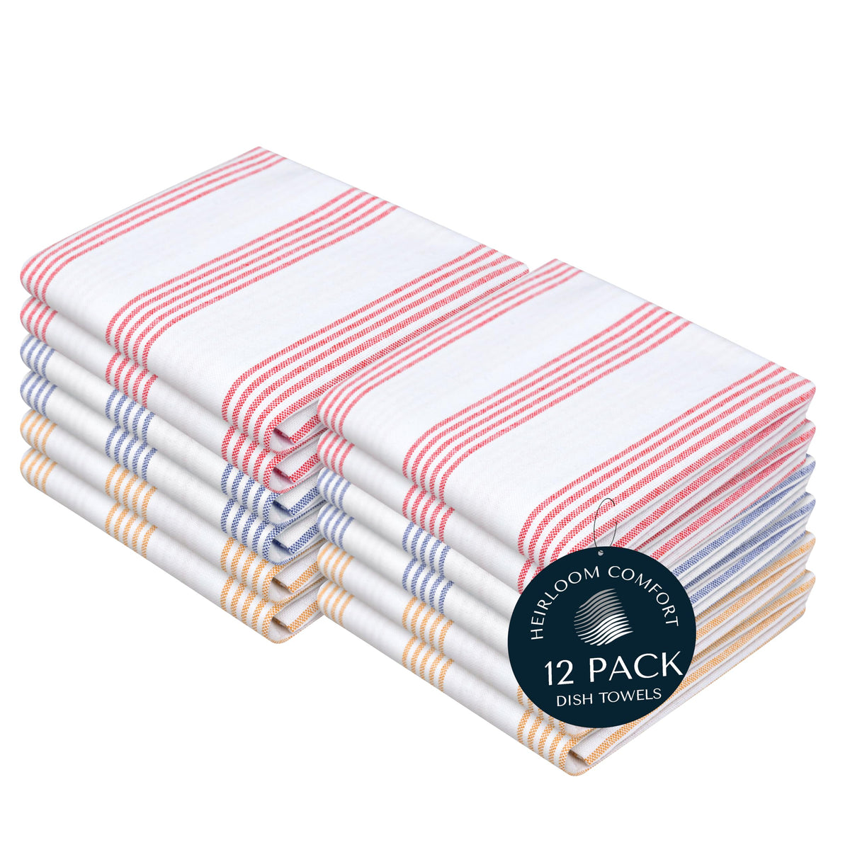 Rust Stripe Dish Towels, 5 Pack, 100% Cotton, Super Absorbent and Quick Dry, Multi Pin Striped Kitchen Towel Set, Durable Wash Cloths for Kitchen Use, Cleaning & Drying Dishes