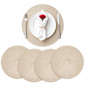 TaroKitc Round Placemats Set of 4, 15 inch, Beige, Cotton Polyester