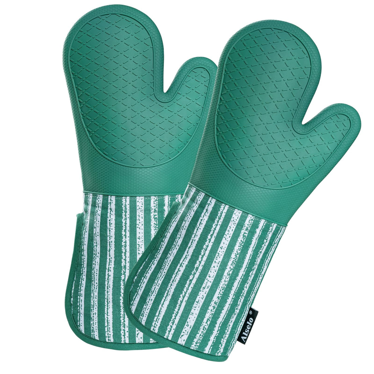 Alselo Silicone Oven Mitts Heat Resistant 932℉ with Waterproof & Non-Slip