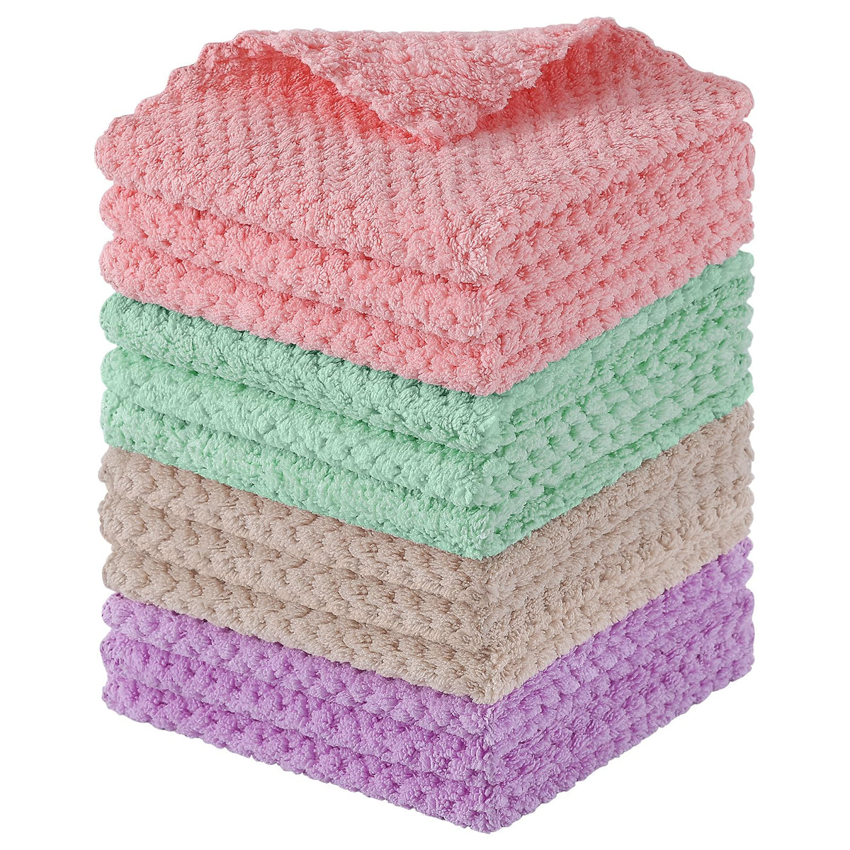 Homaxy 12 Pack Coral Velvet Dish Cloths, 10 x 10 inches, Dark Grey