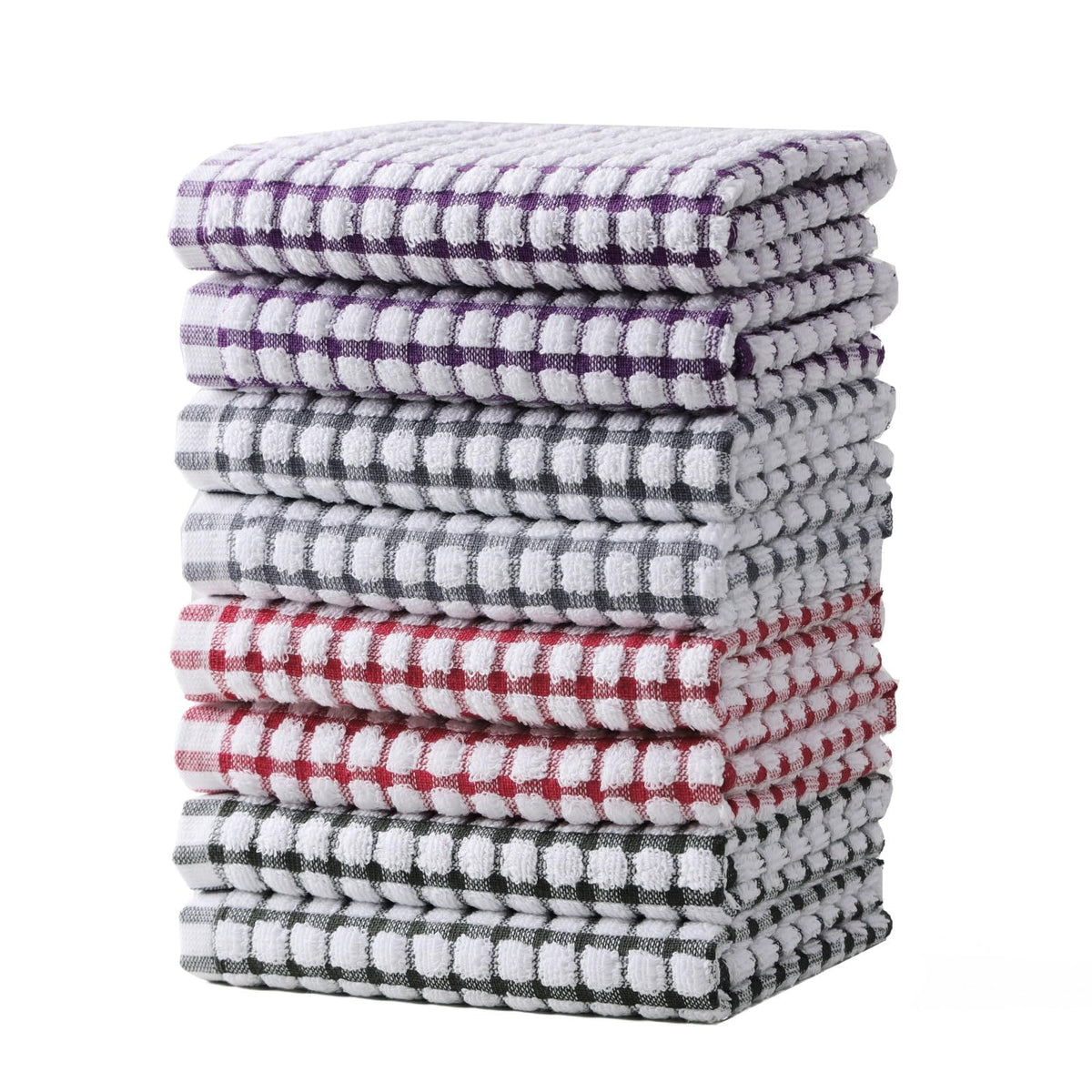 Oeleky Cotton Kitchen Towels 8 Pack, 15x26 Checkered Dish Towels
