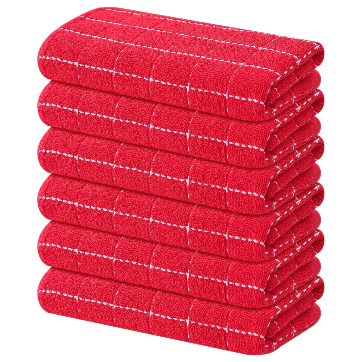 Mordimy Cotton Terry Checkered Kitchen Towels, 16"x 26", 4 Pack, Tan