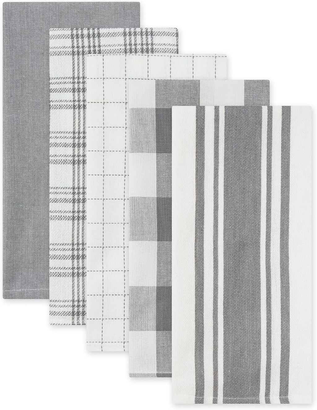 DII Basic Kitchen Large Cotton Dishtowel Set of 5, 18x28, Gray