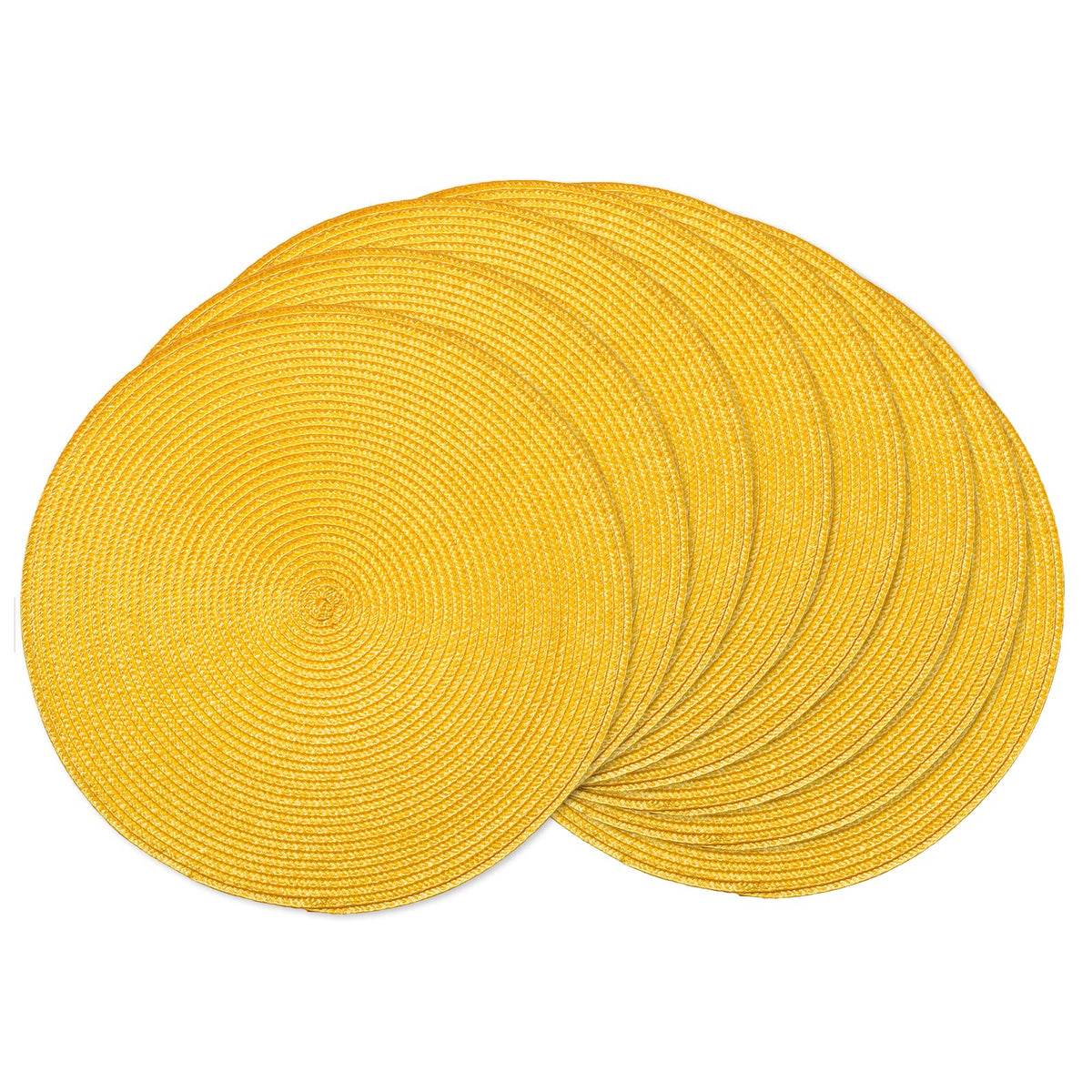 AHHFSMEI Round Placemats Set of 6 Heat Resistant Washable Non-Slip Woven Braided Table Mats for Dining Table Kitchen & Home Decor (Black)
