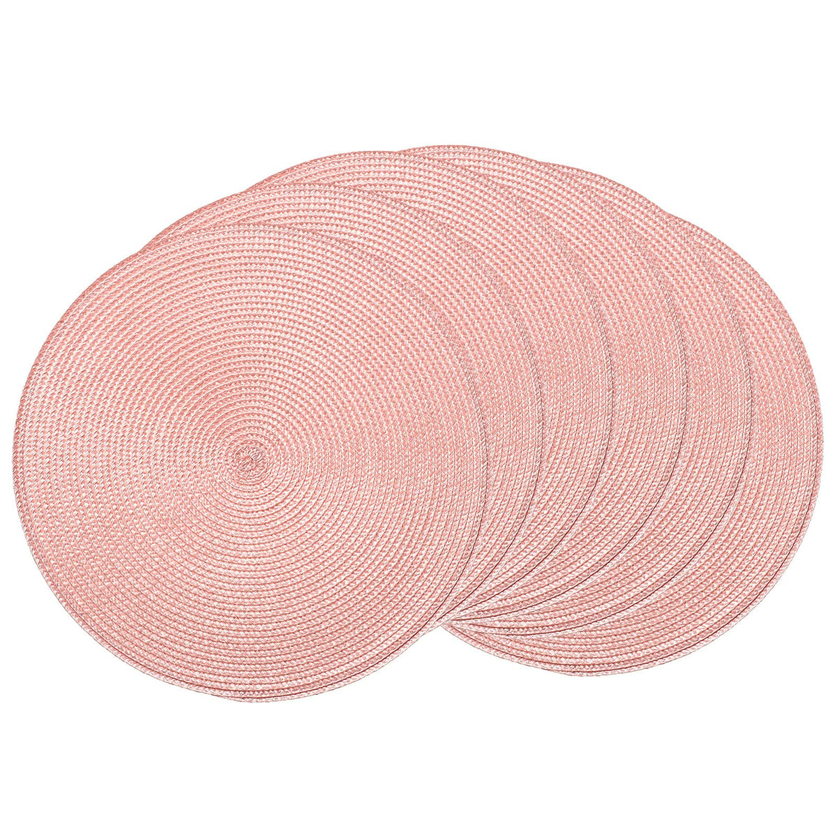 AHHFSMEI Round Placemats Set of 6 Heat Resistant Washable Non-Slip Woven Braided Table Mats for Dining Table Kitchen & Home Decor (Black)