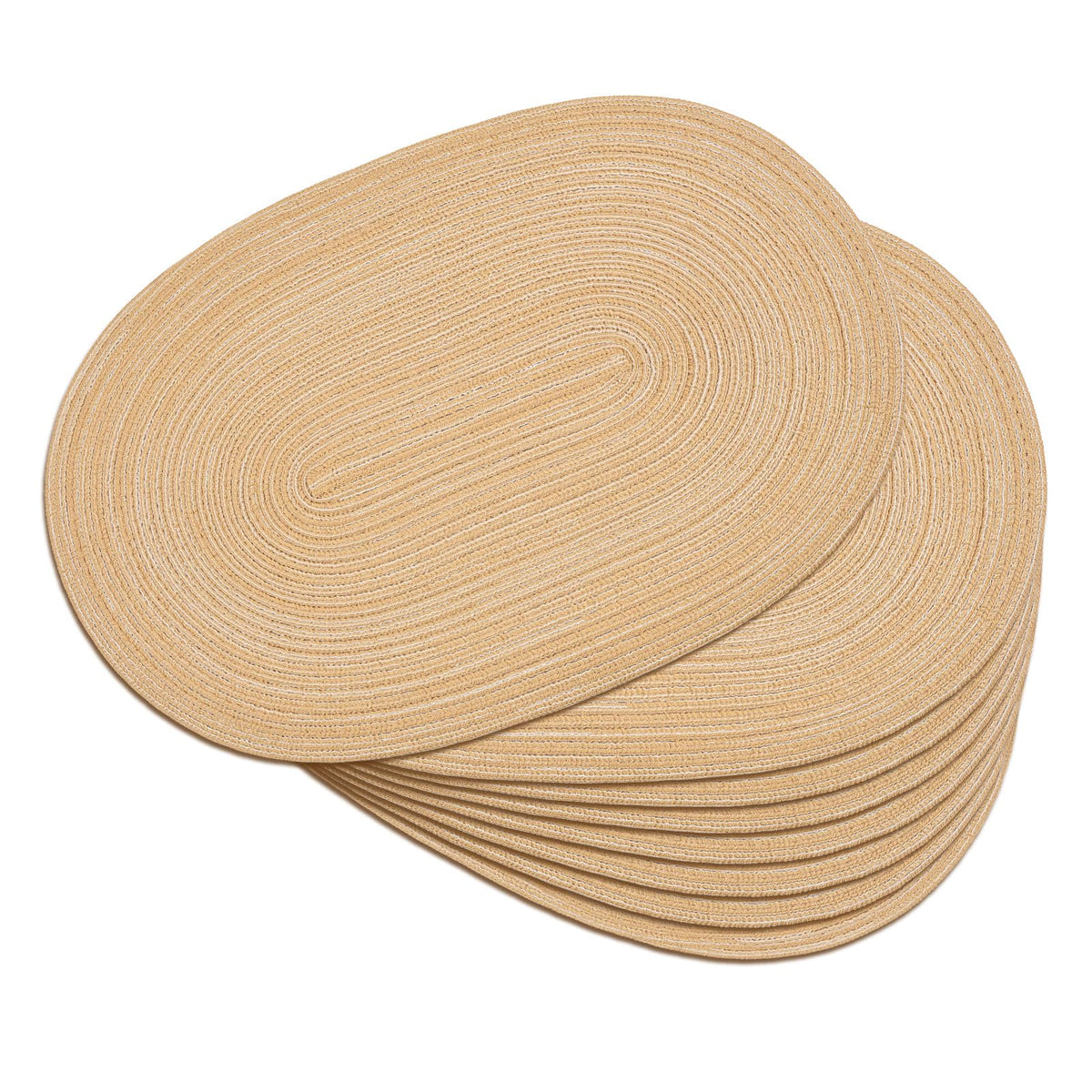 Placemats Set of 6, Woven Oval Braided Dining Table Mats(Brown)