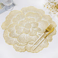 Gold Placemats Set of 6, Creative 3D Flower Placemats Waterproof Oil-Proof