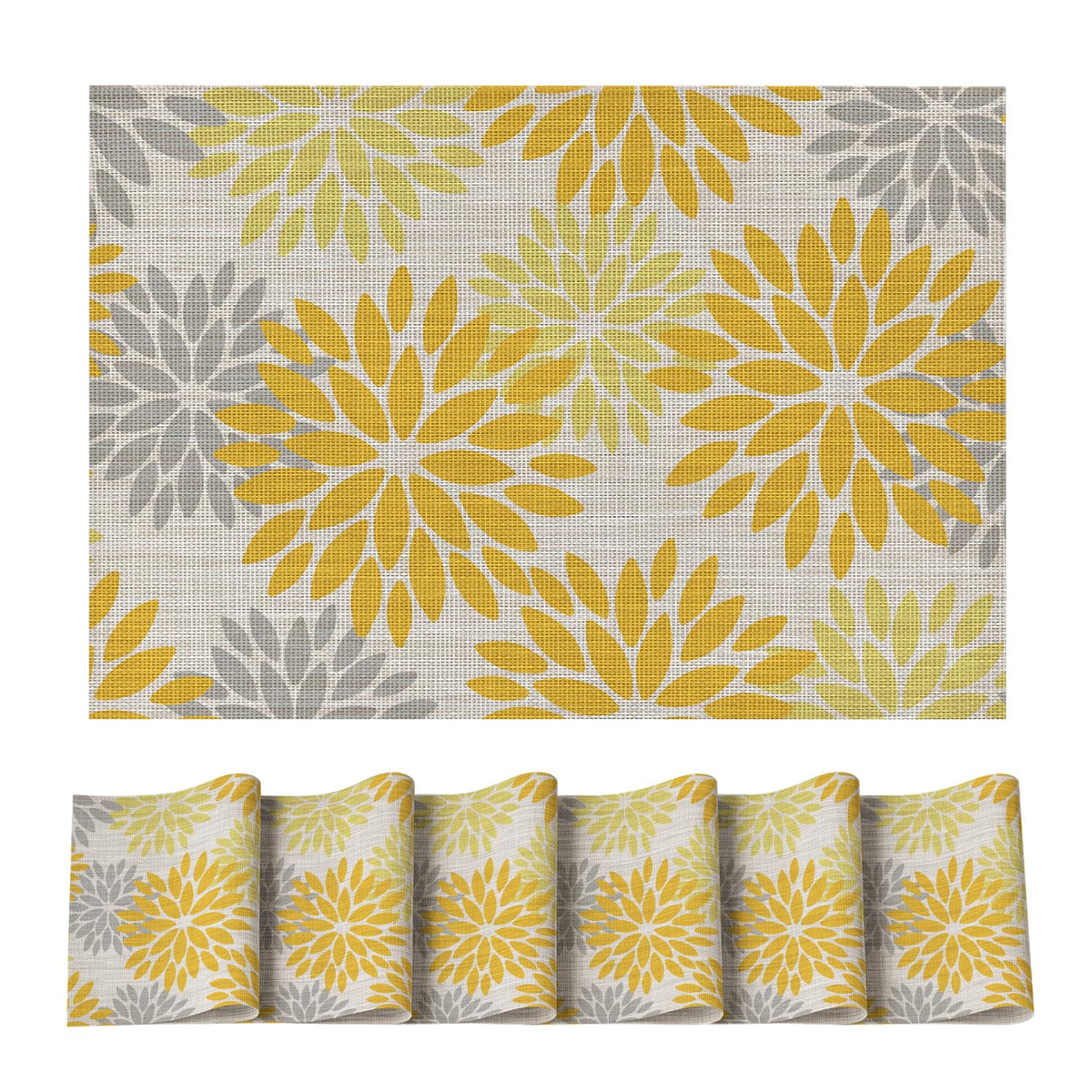 Artoid Mode Floral Vinyl Placemats Set of 4, 12x18 Inch Thanksgiving Washable Non-Slip Plastic Vinyl Place Mats for Party Kitchen Dining Decor, Olive Green