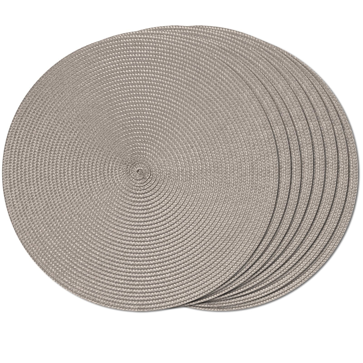 FunWheat Round Braided Placemats Set of 6 Table Mats for Dining Tables Woven Washable Non-Slip Place mats 15 in(Blue, 6pcs)