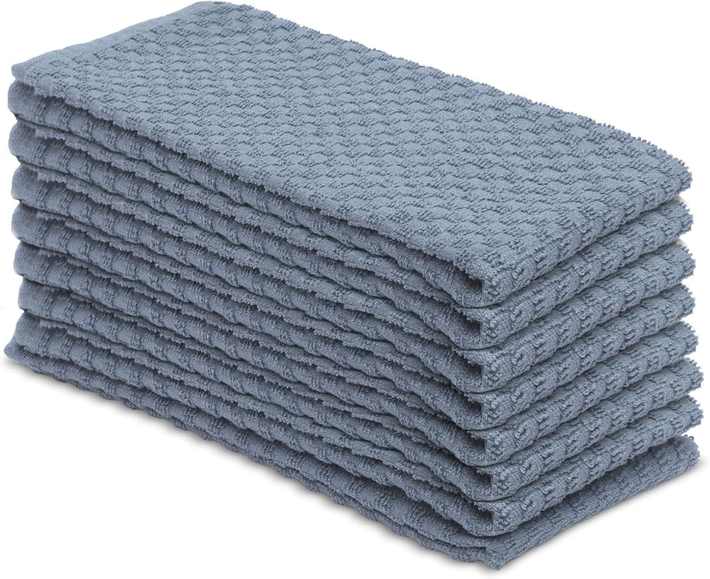 DG Collections Terry Kitchen Towels, 400 GSM 100% Cotton Dish Towels Set of 8, 15 x 25 Inch, Highly Absorbent Kitchen Towels for Drying Dishes and Cleaning - Smoke Grey