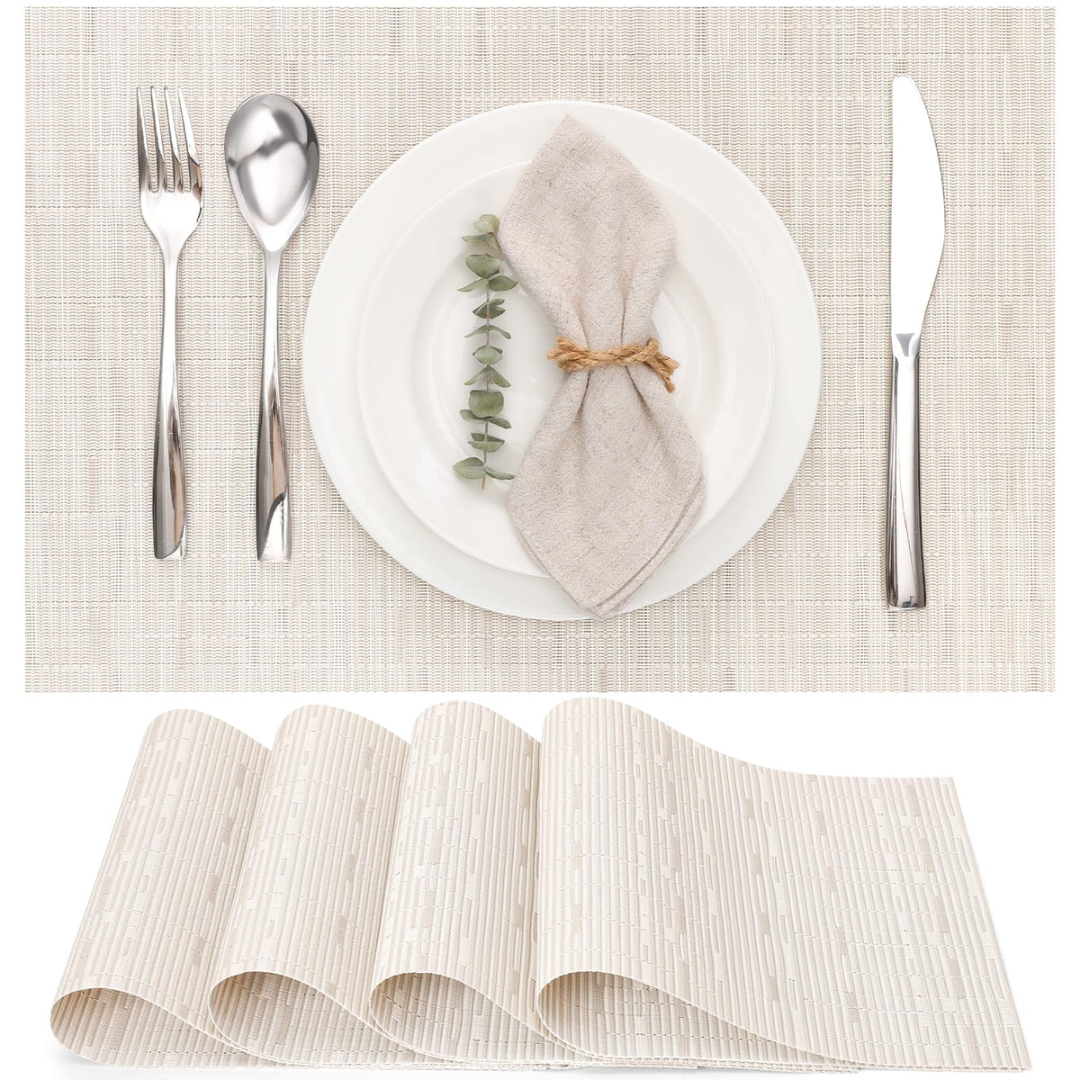 Myir JUN Black Placemats Set of 8 Kitchen and Dining Table Placemats