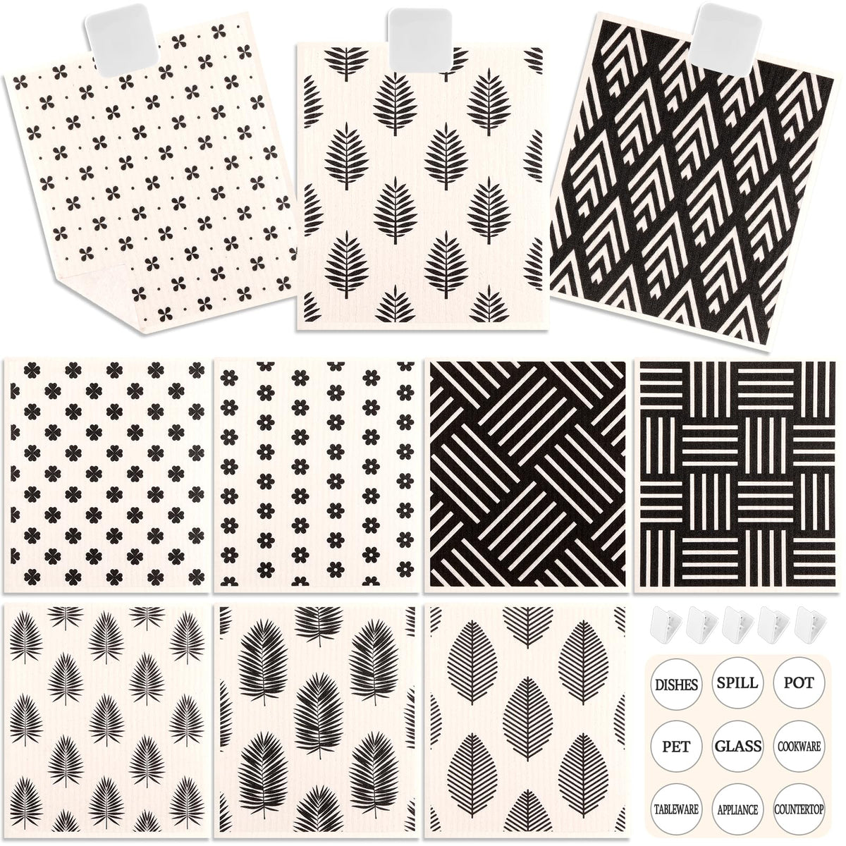 Lucomb Swedish Dish Cloths for Kitchen | 6-Pack Super Absorbent Washable Cleaning Cloths Reusable Paper Towels| Quick-Drying Sponge Wipes No Odor for Party Home Housewarming Kitchen Cleaning
