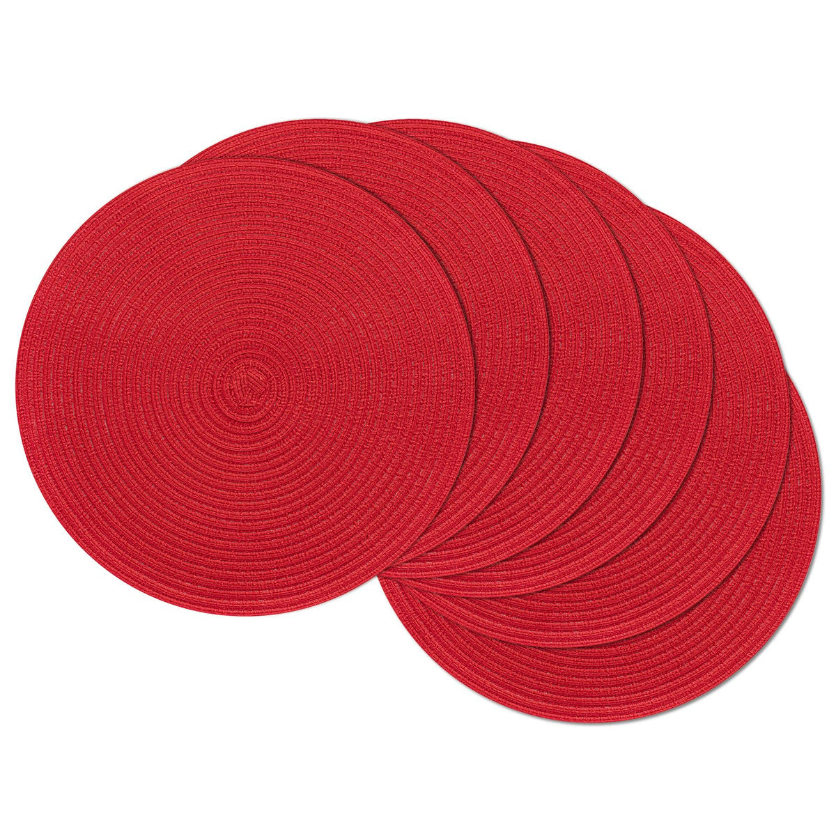 SHACOS Round Braided Placemats Set of 4 Washable Place Mats for Dining Tables 15 inch Non Slip Kitchen Table Mats (Beige, 4)