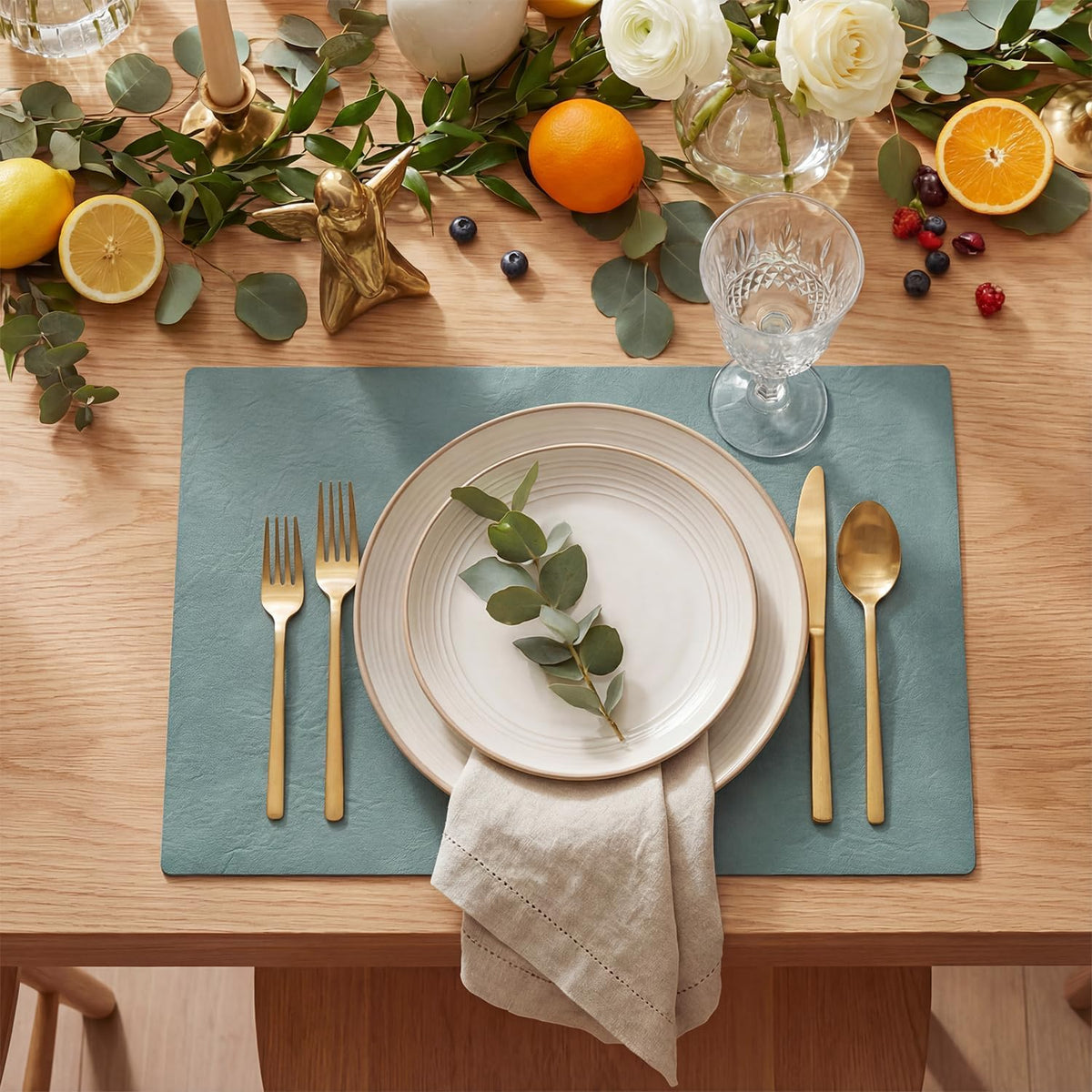 Artoid Mode Olive Green Faux Leather Placemats Set of 4