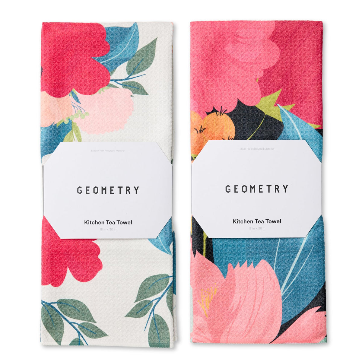 GEOMETRY Kitchen Tea Towels - Quick Dry Microfiber Dish Towels for Kitchen Every Bloom, 18" x 30" 2 Pack